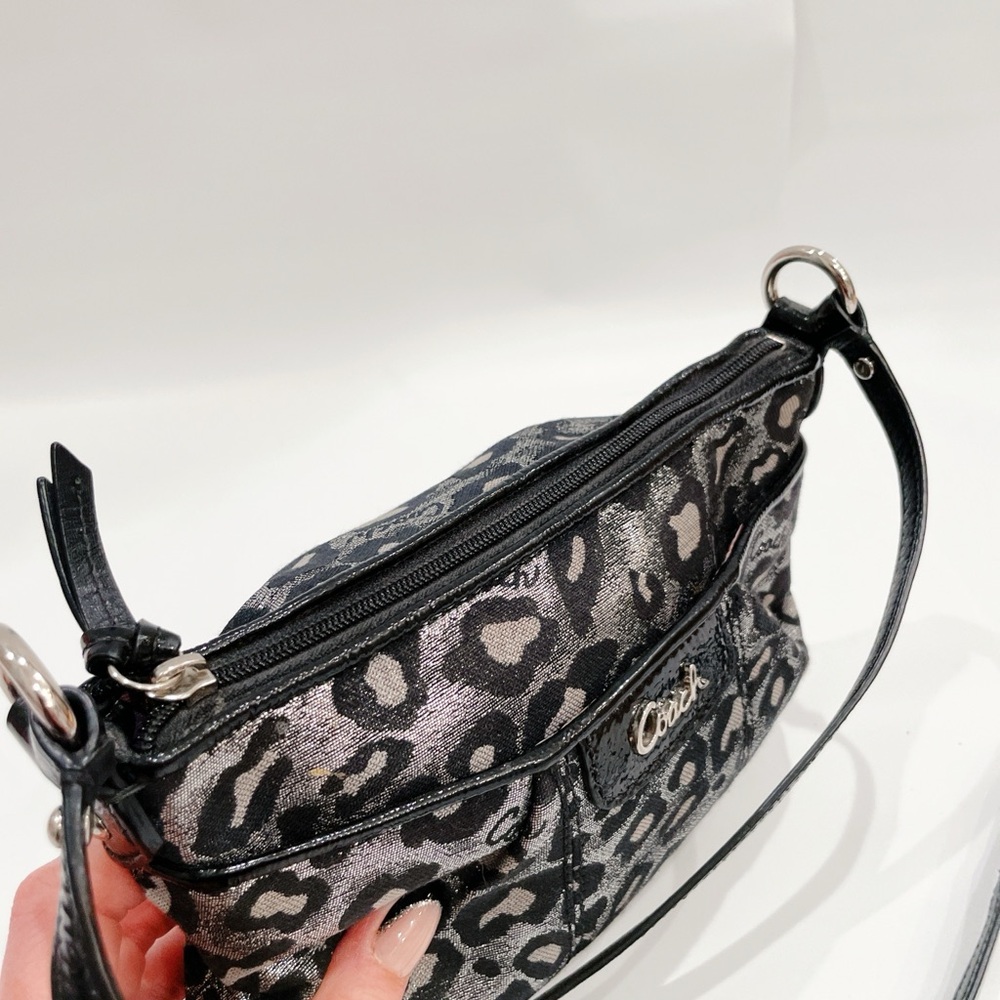 Coach Mini leopard silver and black Crossbody Bag β Designer It-Girl Essential π - Picture 4 of 12